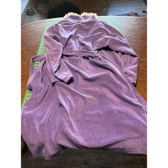 Vintage Lavender Robe With Lace Trim & Belt Cotton Blend Womens 1X - Picture 2 of 6